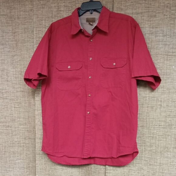 Faded Glory Men's Casual Garnet Red Button Down Twill Cotton Shirt - Picture 1 of 4